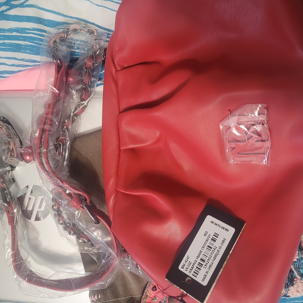 Badgley Mischka Red Crossbody Bag with Smooth Finish